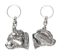 Art-Dog Porte-clés chien mignon - Collection exclusive Porte-clés mignon Staffordshire Bull Terrier III - Porte-clés mignons plaqués argent avec cadenas 2,5-3,8x4,5x8,8cm
