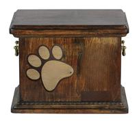 Art-Dog Urne funéraire personnalisée pour chat - Boîte en bois faite à la main pour cendres avec plaque en céramique - Boîte de crémation pour chat avec détails de votre choix - 21,1 x 29 x 22,1 cm