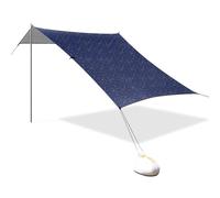 Art Dots and Lines Cabane de plage bleue UPF50 imperméable portable avec poteaux robustes, sacs de sable et pelle pour camping, pique-nique, jardin
