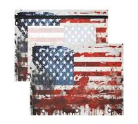 Art Drapeau AméRicain Trousses à Crayons Transparentes pour Chevet,Compatibles avec les Classeurs à 3 Anneaux(2 Pack)