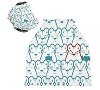 Art Drôle D'Ours Blanc Housse de Canopée pour Poussette,Siège de Voiture pour Bébé Dais Siège Auto Couverture D'Allaitement Pare-Soleil Respirant Extensible pour Bébé