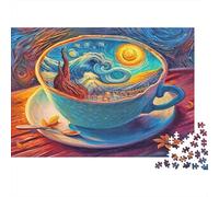 Art du café Van Gogh 1000 Pièce Papier Écologique Jeu De Puzzle Couple Partenaires Jeu Stimulant Entraînement du Cerveau Décoration 52x38cm/1000pcs