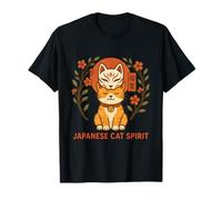 Art du Chat Japonais avec Masque Kitsune T-Shirt