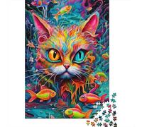 Art du Chat psychédélique Puzzle 1000 Pièces Adulte Classique Fantaisie Jeu Éducatif Défi Qualité Supérieure Papier 52x38cm/1000pcs