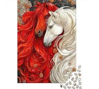 Art du Cheval Rouge Blanc Puzzle 1000 Pièces Adultes intéressant Puzzles 1000 Pièce Jeu De Team Building Décor À La Maison 38x26cm/1000pcs