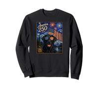 Art du Chien Labrador Retriever Noir sur Drapeau américain 250 Sweatshirt