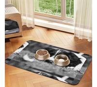 Art du Chiot Labrador Noir,Tapis d'alimentation imperméable pour Animaux de Compagnie, Sets de Table pour Chats et Chiens pour la Nourriture et l'eau, Tapis de Nourriture en Cuir PU,40x60cm