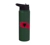 Art du coup de pinceau du drapeau albanais Stainless Steel Insulated Water Bottle