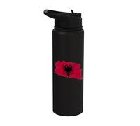 Art du coup de pinceau du drapeau albanais Stainless Steel Insulated Water Bottle