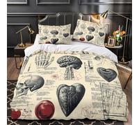 Art du crâne américain Parure de Lit 3D Imprimée Microfibre résistante Hypoallergique Tatouage Grunge Housse de Couette Fermeture Éclair Respirante for Ado King（220x240cm）