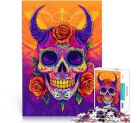Art du crâne coloré Puzzle 1000 pièces pour Adolescents Jouets à Faire soi-même Chaque pièce est Unique - Jeu Familial Stimulant et Amusant 38x26cm