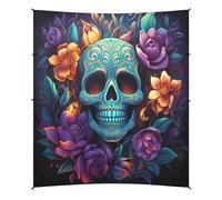 Art du Crâne Cool Violet Tente de Plage Abri Solaire pour Camping,Installation Facile,Portable avec Sacs de Sable pour Pêche Pique-Nique Plein Air