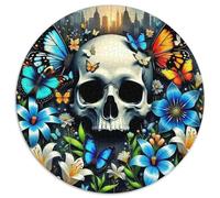 Art du crâne du Papillon 1000 Pièces Puzzle pour Adultes Jeu Stimulant Divertissement Apaisant Cultiver l'esprit D'équipe pour Hommes, Femmes, Seniors 1000pcs (67.5x67.5cm)