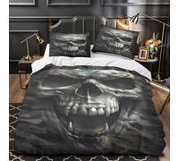 Art du crâne Housse de Couette Imprimé en 3D Microfibre résistante Confortable Camouflage Militaire Parure de Lit Fermeture Éclair Hypoallergique Léger for Garçon Single（140x200cm）