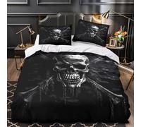 Art du crâne Housse de Couette Imprimé en 3D Microfibre résistante Hypoallergique Camouflage Militaire Parure de Lit Fermeture Éclair Ultra Douce Confortable for Hommes King（220x240cm）