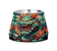 Art du Dragon Chinois en ColèRe Gamelles AntidéRapantes pour Chiens,Empilables en Acier Inoxydable pour Chiots