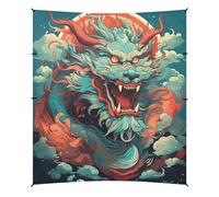 Art du Dragon Chinois en ColèRe Tente de Plage Abri Solaire pour Camping,Installation Facile,Portable avec Sacs de Sable pour Pêche Pique-Nique Plein Air