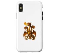 Art du Dragon d'hydre crachant de feu Trois Monstres à Long Cou Coque pour iPhone X/XS