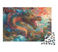 Art du Dragon Mythique_1 Puzzle 1000 Pièces avec Découpe Précise, Jeu De Puzzle Classique Concentration Training Puzzle pour Un Tableau À Encadrer, Superbe Idée Cadeau 38x26cm/1000pcs