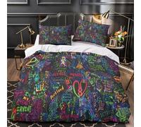 Art du Dragon Néon Parure de Lit Microfibre résistante 3D Imprimée Confortable Housse de Couette Fermeture Éclair Hypoallergique Super Douce for Garçons Adolescents Double（200x200cm）