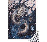 Art du dragonPuzzles pour Adultes 38x26cm/1000pcs,Jeux De Défi Style Mythique Japonais