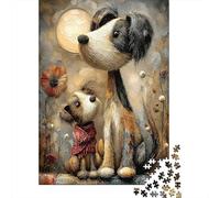 Art du Duo de Chien Mignon 1000 Pièces Carton Robuste Puzzle Classique pour Adultes Défi du Jeu Éducatif Décoration Murale Idée Cadeau 70x50cm/1000pcs