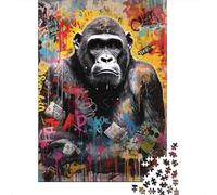 Art du Graffiti Gorilla Puzzle 1000 Pièces Adulte, Qualité Supérieure Papier Cadeau pour Femmes Jeu Éducatif Défi Famille 70x50cm/1000pcs