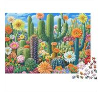 Art du Jardin des Cactus Puzzle 1000 Pièces avec Clic Parfait, Puzzle Adulte Ultra Difficult Puzzle pour Un Jeu De Puzzle De Fête, pour Les Amateurs D'énigmes 38x26cm/1000pcs