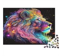 Art du Lion Arc-en-Ciel Puzzles 1000 Pièces, Portrait de Lion Arc-en-Ciel coloré, Jeu éducatif, défi, décoration Murale, Cadeau d'anniversaire, 38x26cm