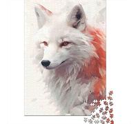 Art du Loup Blanc 1000 Pièce Stock De Cartes Premium Puzzle De Bricolage Adolescents Fans 12-18 Ans Défi du Jeu Éducatif Soulagement du Stress Décoration 38x26cm/1000pcs