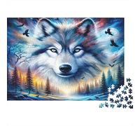 Art du Loup Mystique Puzzles pour Adultes sans Poussière, Puzzle d'art Jeu Éducatif Décompression pour Une Activité Zen, Cadeau Fête des Mères/Pères 70x50cm/1000pcs