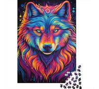 Art du Loup psychédélique Puzzle Adulte 1000 Pièces Classique Qualité Supérieure Jeu Éducatif Défi Cadeau Femme Homme 52x38cm/1000pcs