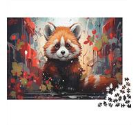 Art du Panda Rouge Illustration 1000 Pièce Papier Écologique Jeu De Puzzle Couple Partenaires Jeu Stimulant Entraînement du Cerveau Décoration 52x38cm/1000pcs