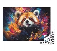 Art du Panda Rouge Puzzle 1000 Pièces, Gros Plan de Panda Rouge Vibrant, Art Moderne, Jeu Cadeau Unique, décoration Murale