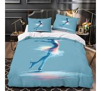 Art du Patinage Artistique 3D Imprimé Drap de Couette 3 pièces Microfibre Entretien Facile Style_de_Mouvement_Dynamique Housse de Couette 2 taies Respirant déco Chambre Couple Double（200x200cm）