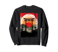 Art du Paysage Japonais au Coucher du Soleil avec des Kanji Japonais Sweatshirt