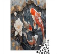 Art du Poisson Koi Design 1000 Pièce Papier Écologique Puzzle Premium Couple Partenaires Décompression Défiant Décoration Murale Pack De Valeur 38x26cm/1000pcs