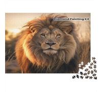 Art du Portrait du Lion Puzzle 1000 Pièces avec Découpe Précise, Jeu De Puzzle Classique Concentration Training Puzzle pour Un Tableau À Encadrer, Superbe Idée Cadeau 38x26cm/1000pcs