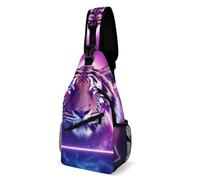 Art du Tigre Spatial du Triangle De l'univers Violet Unisexe Sac À Bandoulière Petit Sling Bag Bandoulière Réglable Crossbody Bag pour Sport Randonnée Usage Quotidien