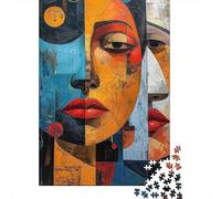 Art du Visage Abstrait Puzzle 1000 Pièces pour Hobbyistes W nd, Carton Solide, Décoration Murale Maison, Cadeau Festival Printemps, Jeu Cérébral 52x38cm/1000pcs