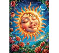 Art du Visage de la déesse du Soleil et de la Lune Puzzles 300 Pièces pour Adultes Qualité Supérieure Artistique Educa Divertissement Famille Vision Assemblage Amusant Décoration 300 PCS