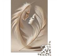 Art du Visage de Plume 1000 Pièces Papier Écologique Puzzle Premium pour Adultes Décompression du Jeu Éducatif Décoration Murale Et Cadeaux Le 38x26cm/1000pcs