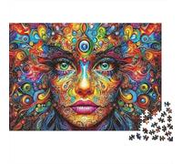 Art du Visage psychédélique 1000 Stücke Dickes Karton Puzzle Puzzle Für Erwachsene Fortgeschrittene Stressabbau Entspannung Familienaktivität Partyspiel Geschenk 70x50cm/1000pcs
