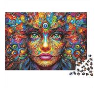 Art du Visage psychédélique Puzzles 1000 Pièces, Art de Portrait de Visage psychédélique, Art Moderne, Jeu Cadeau Unique, activité relaxante, Cadeau pour Tous