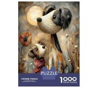 Art Duo de Chiens Mignons 1000 Pièces Puzzle Classique Pack Puzzle Carton Extra-épais - Anti-Stress Voyage, Noël Cadeau 12+, pour Adultes Et Enfants 70x50cm/1000pcs