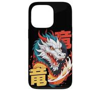 Art Dynamique du Dragon Asiatique avec Kanji et Aura de feu Coque pour iPhone 13 Pro