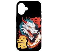 Art Dynamique du Dragon Asiatique avec Kanji et Aura de feu Coque pour iPhone 16
