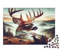 Art Eau cerf Montagne Puzzle 1000 Pièces en Carton Épais Et Robuste,Jeu De Puzzle Brain Training Puzzle pour Une Alternative Aux Jeux De Société,Souvenir De Vacances 70x50cm/1000pcs