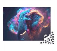 Art éléphant Cosmique 1000 Stücke Umweltfreundliches Karton Puzzle Für Erwachsene Puzzle-Liebhaber Brain Training Stressabbau Hochwertige Verarbeitung 52x38cm/1000pcs