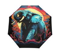 Art Éléphant D'Afrique Sauvage Parapluie Pliant Enfant Garçons Filles Automatique Protection UV Parapluies Coupe-Vent pour Voyager